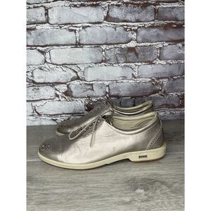Ecco Metallic Silver Leather Wingtip Lace Up Golf Shoes Women Sz 40EU/9.5M US